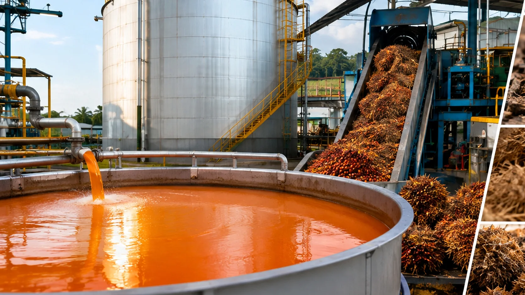 Crude palm oil output at a palm mill