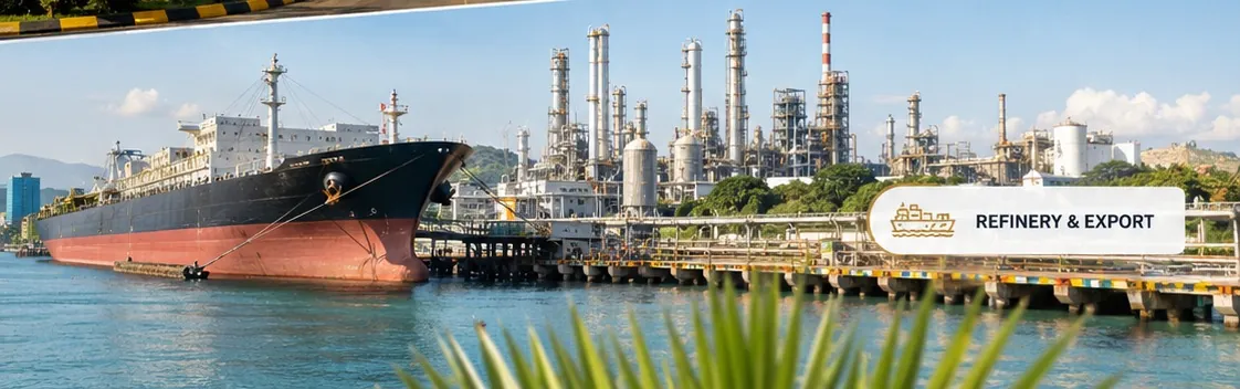 CPO storage tanks, terminal pipelines and marine export logistics